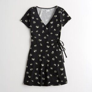 Hollister Black Floral Wrap Dress